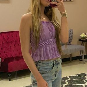 Metallic Purple  ruffle top